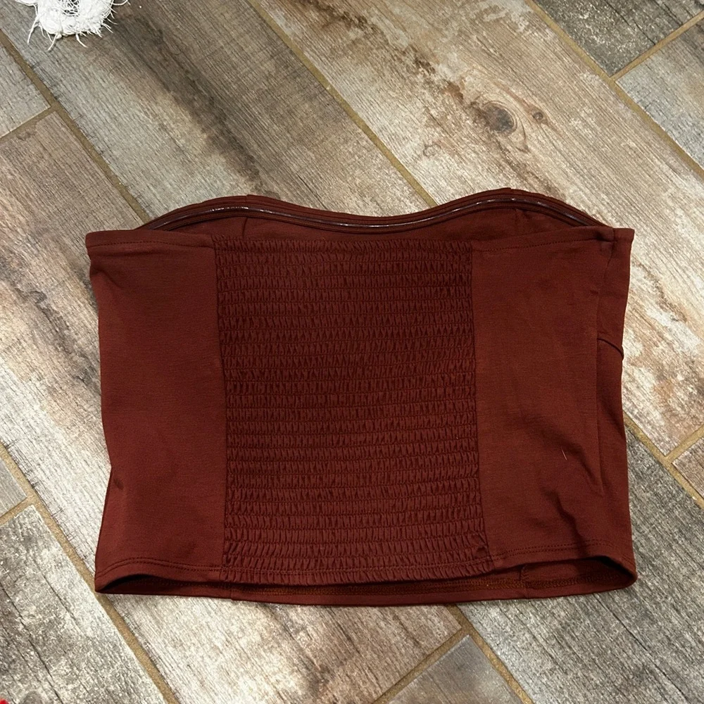 A New Day Strapless Tube Cropped Top Brown Size Medium - Picture 4 of 5